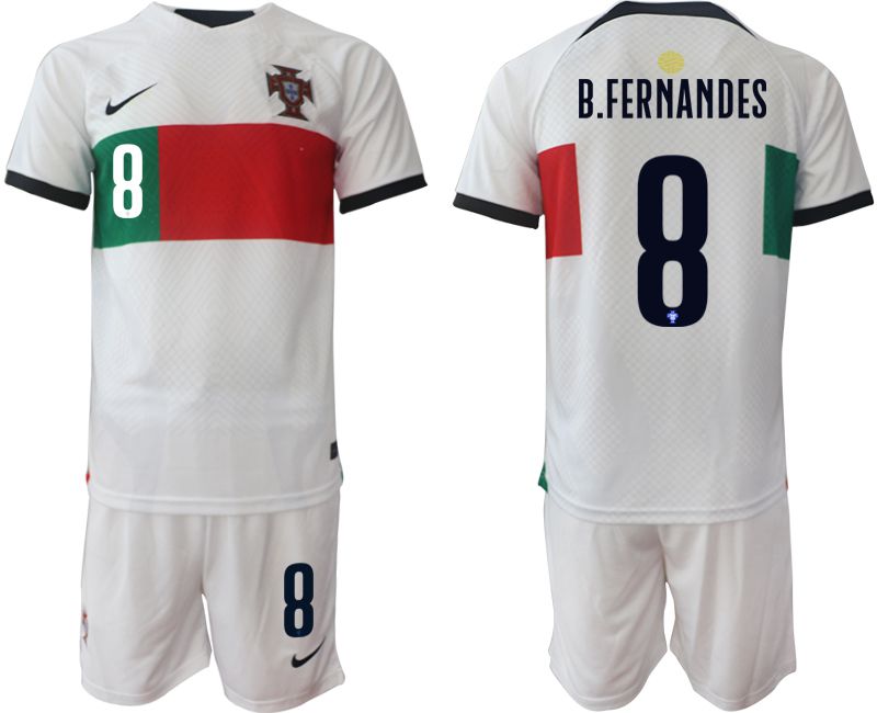 Men 2022 World Cup National Team Portugal away white #8 Soccer Jerseys